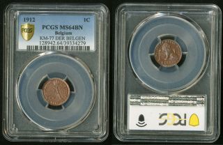 Belgium: Centime Copper 1912 (dutch Legend) - Pcgs Ms64bn