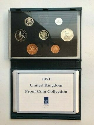 1991 Uk Proof Set - 7 Coins W/ Box And