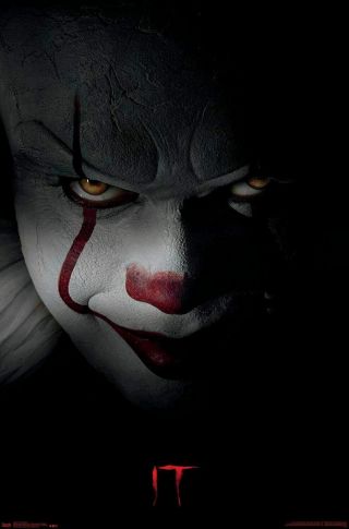 It Pennywise The Clown Poster 22x34 Stephen King 2017 Horror Movie &