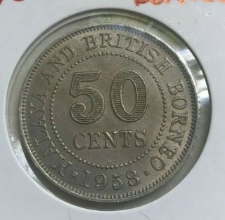 1958 H Malaya & Borneo 50 Cents - Uncirculated