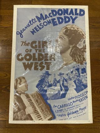 1938 Girl Of The Golden West Movie Poster Janette Macdonald One Sheet Aa N181 Pa