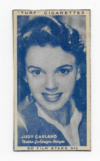 Rare 1940s Vintage Judy Garland " Turf Cigarettes " Card Film Stars Mgm