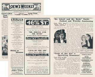 Lowe’s Weekly Program February 20,  1932.  “dr.  Jekyll And Mr.  Hyde”