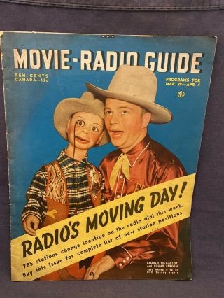 March April 1941 Movie - Radio Guide Charlie Mccarthy Judy Garland Edgar Bergen