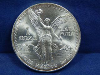 1983 Mo 1 Oz Bu Silver Onza Libertad Mexico Bright With Rim Damage