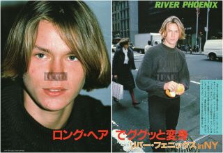River Phoenix In York 1988 Japan Picture Clippings 2 - Sheets Pi/t