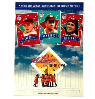 1992 A League Of Their Own Movie Advertisement Baseball Hanks Madonna Print Ad