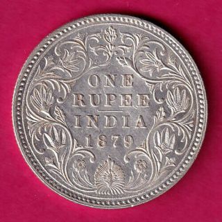 British India 1879 Victoria Empress One Rupee Rare Silver Coin Dg74