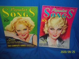 Two 1935 Popular Song Magazines Covers: Mae West And Alice Faye