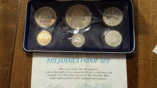 1971 Jamaica Proof Set Franklin With 6 Coins