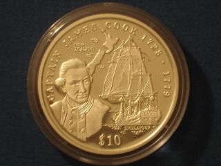 Liberia 10$ Silver Proof 1999 Ships & Explorers Captain James Cook Endeavour