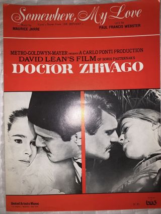 Somewhere My Love 1966 Sheet Music Doctor Zhivago Movie Julie Christie