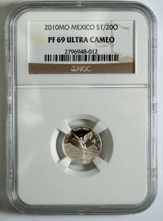 Mexico 2010 Mo Proof Silver 1/20 Onza Ngc Pf69 Ultra Cameo 948012
