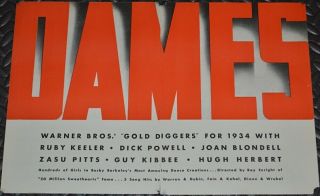 Dames 1934 12x18 Movie Trade Ad Ruby Keeler & Dick Powell Musical