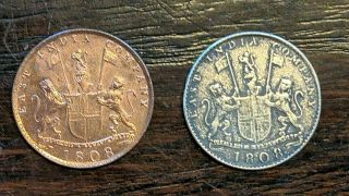 1808 British East India Company 10 Cash " X " Colonial Trade Coin Set Of Two