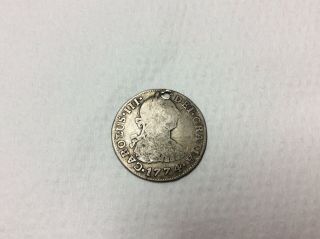 1774 Holed Spanish Bolivia Silver 2 Reales Antique 1700s Colonial Pendant Coin