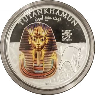 2012 Cook Islands $1,  Colorized,  King Tut,  Tutankhamun,  Proof,  Only 5,  000 Minted