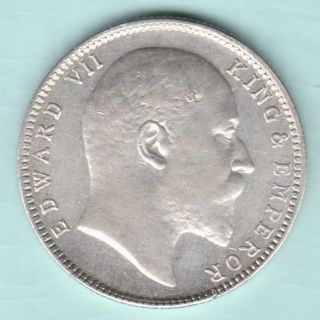 BRITISH INDIA 1904 KING EDWARD VII ONE RUPEE SILVER COIN 2