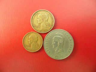 Bulk Base Metal Coins France Africa.  Afars And Issas 10 20 100 Francs (scarce)
