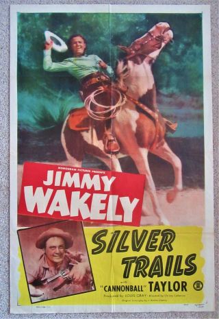 Silver Trails 1948 1sht Movie Poster Fld Jimmy Wakely Ex