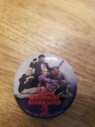 Texas Chainsaw Massacre 2 Vtg Horror Movie Film Button Pinback