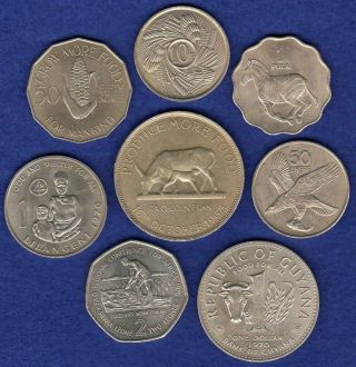 Africa,  Botswana Swaziland Zambia Guyana Burundi Fao X8 Coins,  Unc (ref.  T3469)