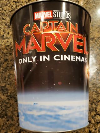 Captain Marvel 2019 Movie Theater Exclusive 130oz Metal Popcorn Tin Snapco 9 "