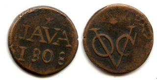 Copper Duit Issued By Voc (the Dutch East India Company),  1808,  Java,  Netherland