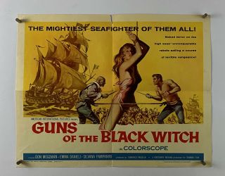 Guns Of Black Witch Movie Poster (good, ) Half Sheet 1961 Pirate Thriller 691