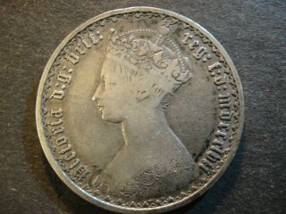 1857 Great Britain Sterling Silver Florin.  Queen Victoria.  Fine To Very Fine.