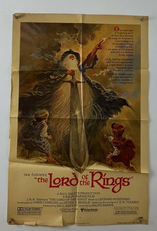 Lord Of Rings Movie Poster (fair) One Sheet 1978 Jrr Tolkien 5858