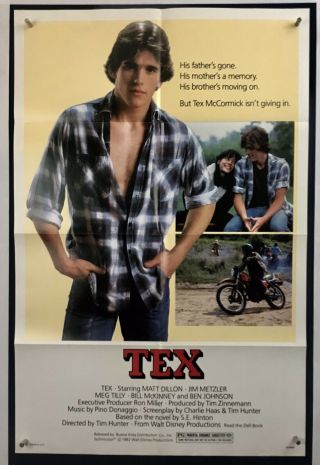 Tex Movie Poster (veryfine) One Sheet 1982 Matt Dillon Jim Metzler 3514