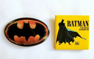 Vintage 1989 Batman Movie Promo Pin Set Tim Burton Michael Keaton Teaser Poster