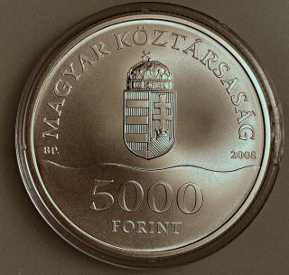 Hungary 5000 Forint 2008 Bp Km 808 Bu Sterling Silver With