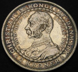 Denmark 2 Kroner 1906 - Silver - Death Of Christian Ix - Vf,  - 682 ¤