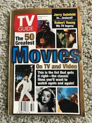 Tv Guide; August 8,  1998; 50 Greatest Movies; Los Angeles Edition; No Label