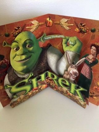 Shrek Happy Thanksgiving 3d Popup Card Rare Oscar Ad