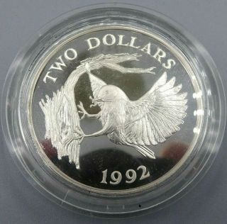 Bermuda 2 Dollar Sterling Silver Proof Commemorative Coin - 1992 Eastern Bluebird