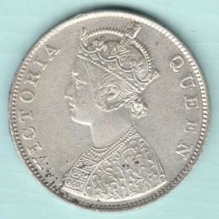 British India 1862 Victoria Queen Calcutta One Rupee Rare Silver Coin