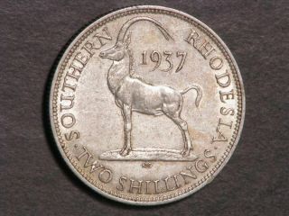 Southern Rhodesia 1937 2 Shilling Silver Xf