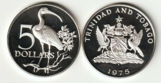 Trinidad & Tobago Islands 5 Dollar Coin1975 " Brilliant Uncirculated Proof " K 8 - P