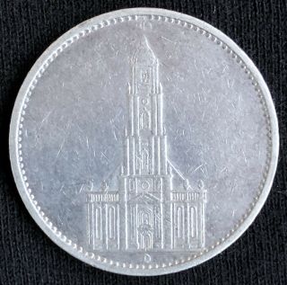 1934 D 5 Reichsmark German Silver Coin Church