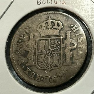 1784 Pts Pr Bolivia Silver 2 Reales Spanish America Coin