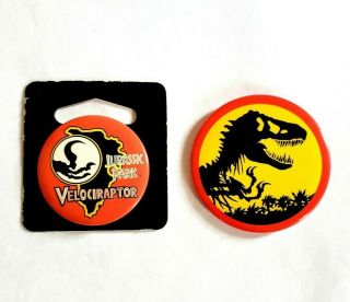 Vintage 1993 Jurassic Park Movie Promo Button Set 10 Velociraptor Spielberg Pin