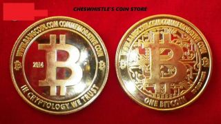 2014 Commemorative Special Edition Brass & Gold Btc Bitcoin Coin Like Casascius