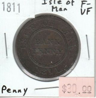 Isle Of Man 1 Penny 1811 Fine