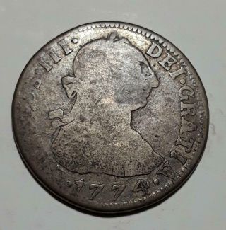 Bolivia 1774 Pts Jr Silver 2 Reales Km53 Better Date