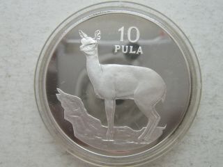 1978 Botswana 10 Pula Silver Proof Coin Wildlife Klipspringer