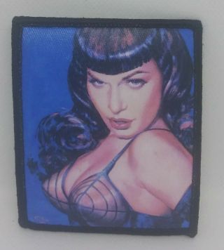 Bettie Page Risque 2 3/4 " X 3 1/4 " Iron On Patch - Art By Olivia De Berardinis