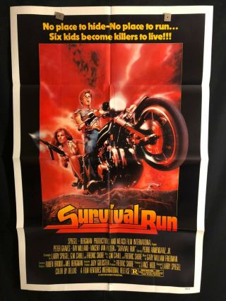 Survival Run 1980 One Sheet Movie Poster Motorcycle Ray Milland Peter Graves